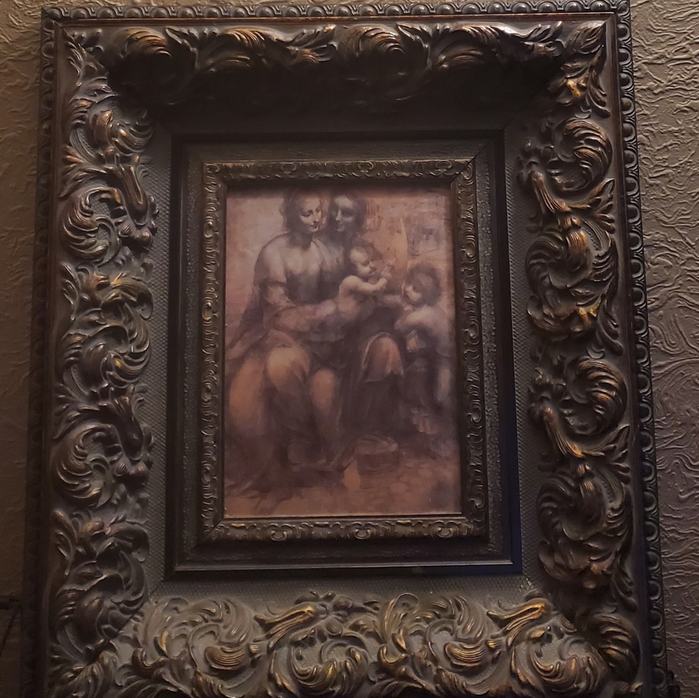13th Century Virgin And Child In 18lb Engraved Frame  Art Leonardo Di Vinci